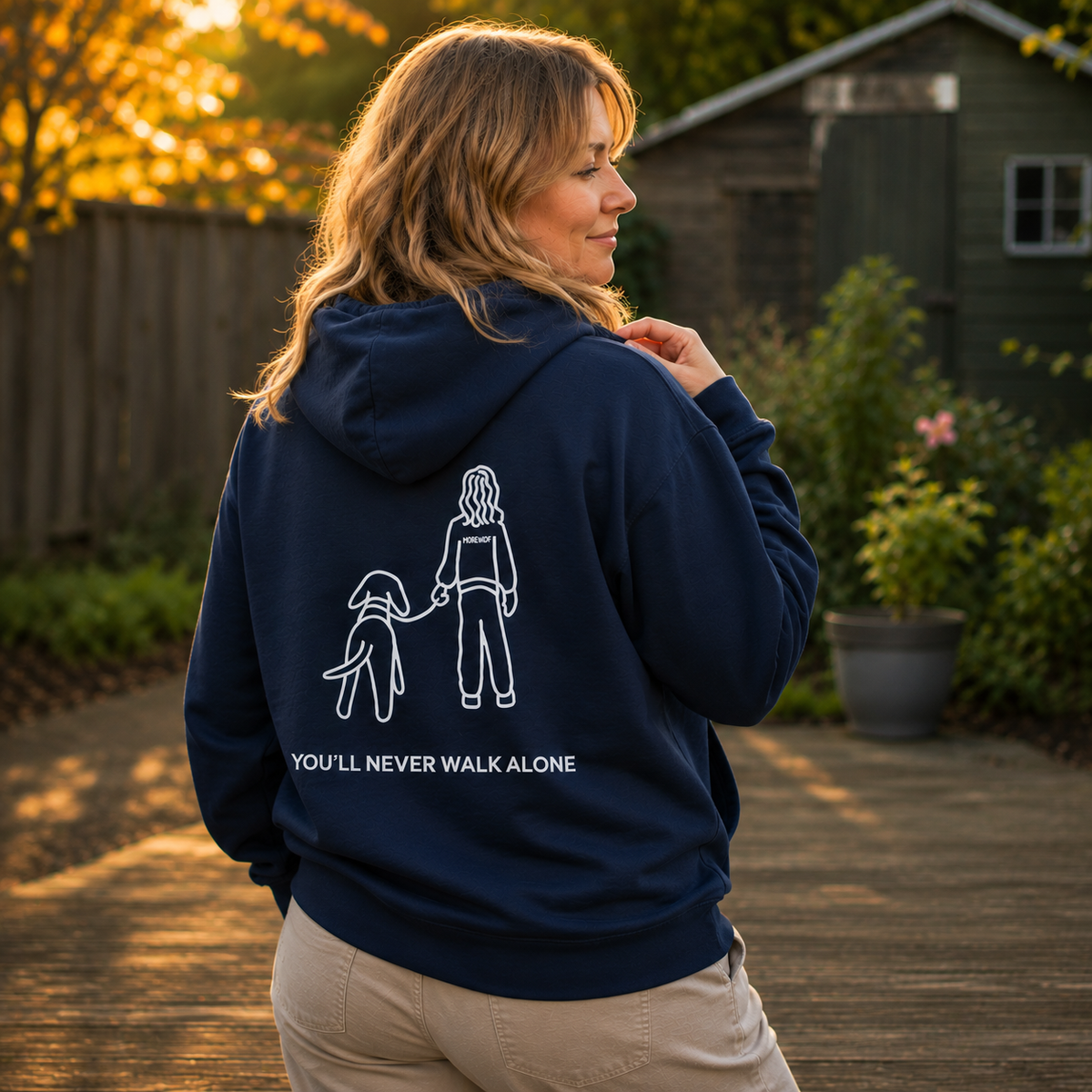 You'll Never Walk Alone (Back Print) | MoreWoof Full Zip Hoodie for Dog Lovers