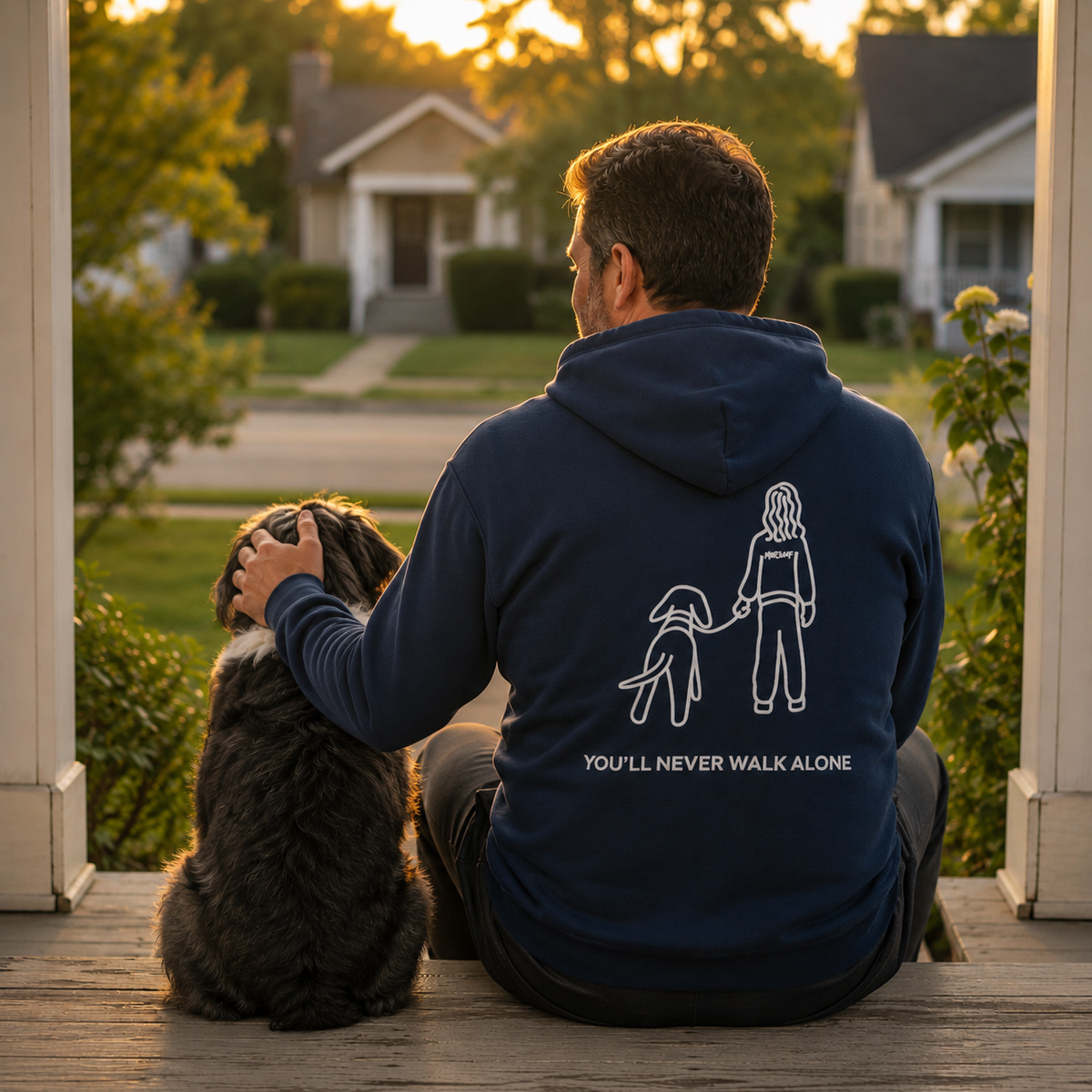 You'll Never Walk Alone (Back Print) | MoreWoof Full Zip Hoodie for Dog Lovers