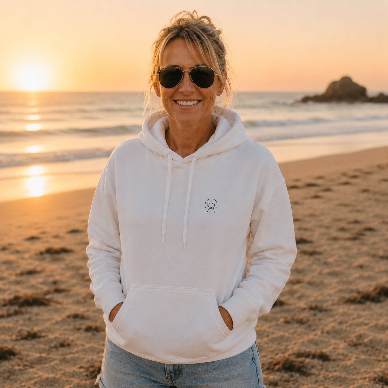 Life is Better with a Dog -- Beach (Back Print) | Softstyle Fleece Hoodie | Color Collection | Life Is Better with A Dog Collection