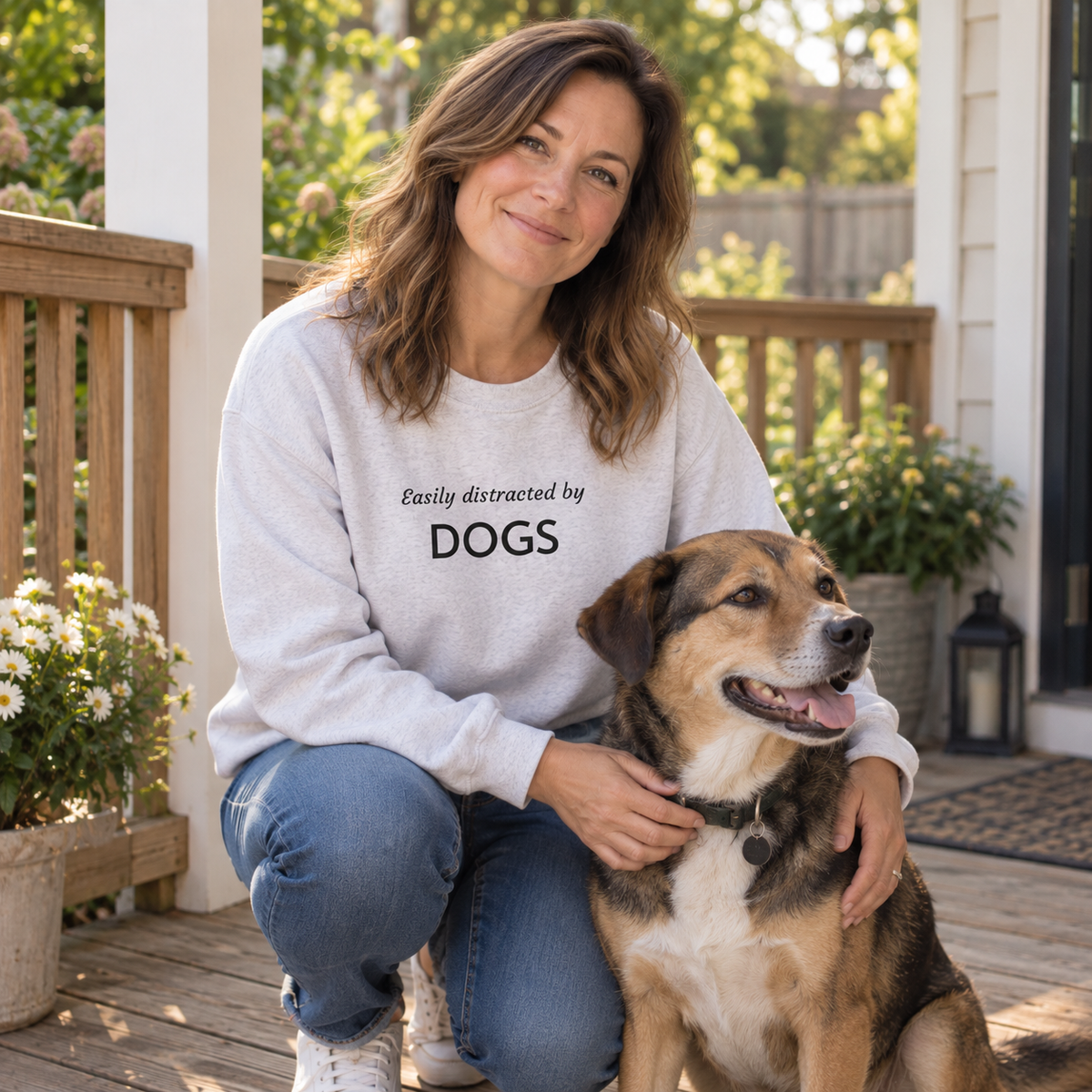 Easily Distracted by Dogs | Embroidered Sweatshirt | Dog Person Collection