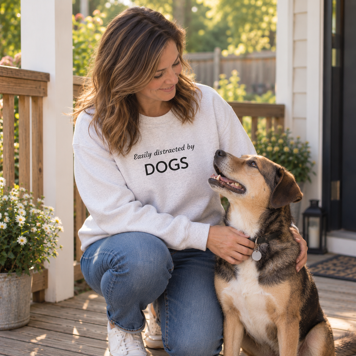Easily Distracted by Dogs | Embroidered Sweatshirt | Dog Person Collection