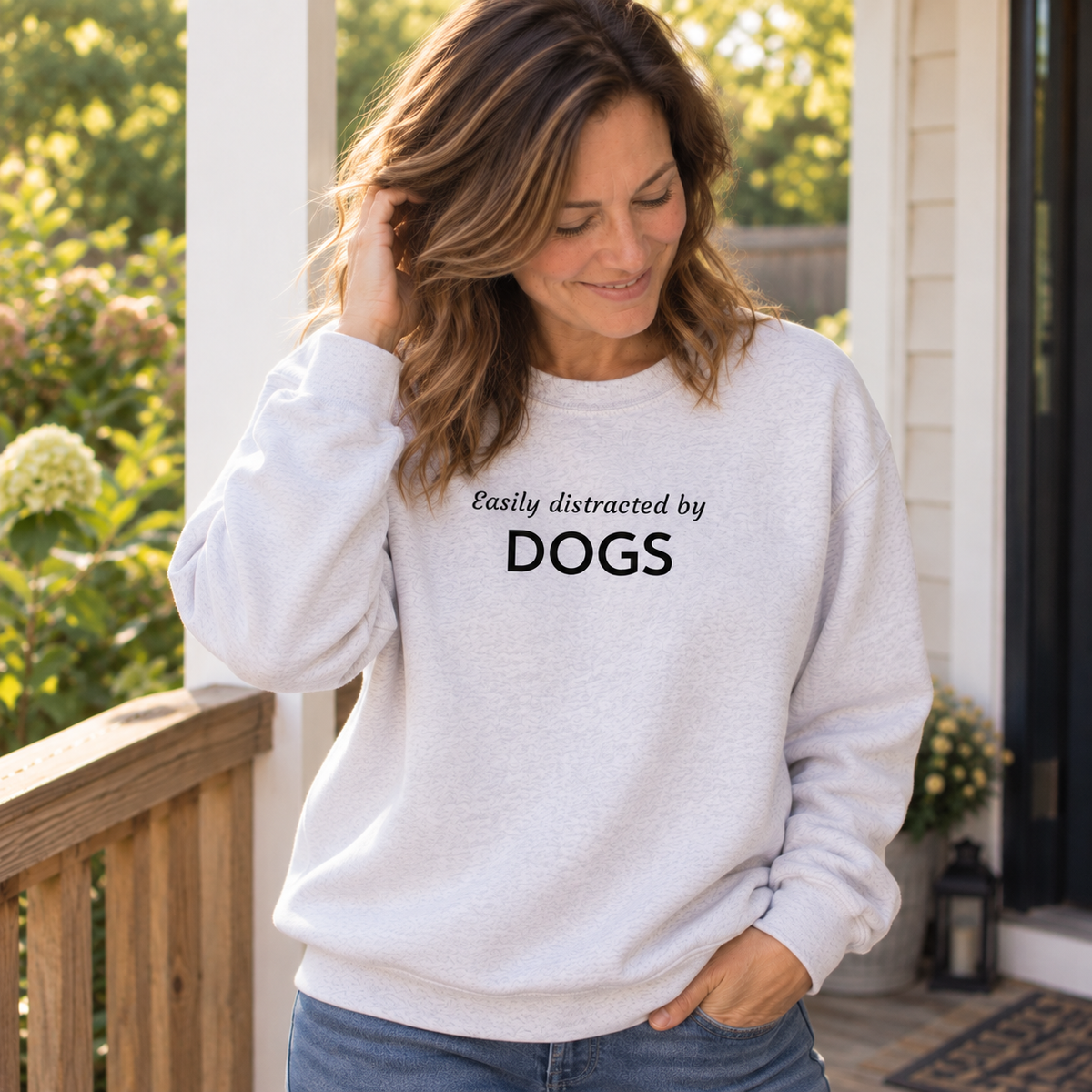 Easily Distracted by Dogs | Embroidered Sweatshirt | Dog Person Collection