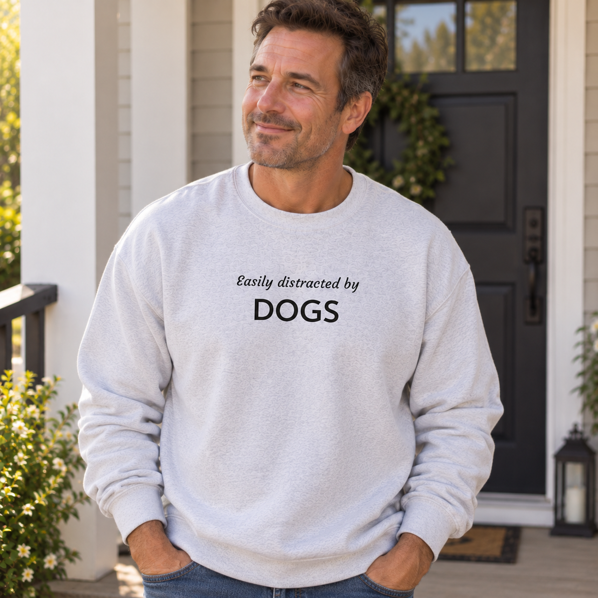 Easily Distracted by Dogs | Embroidered Sweatshirt | Dog Person Collection
