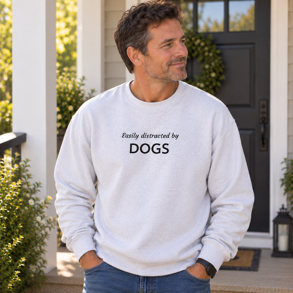 Easily Distracted by Dogs | Embroidered Sweatshirt | Dog Person Collection