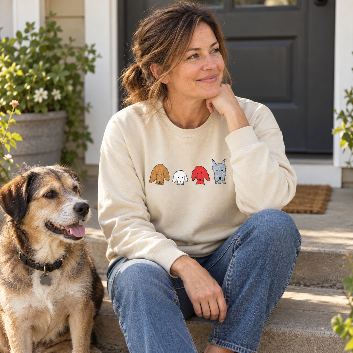 Fall For Dogs (No Text) | Embroidered Sweatshirt | Color Collection| Fall Collection