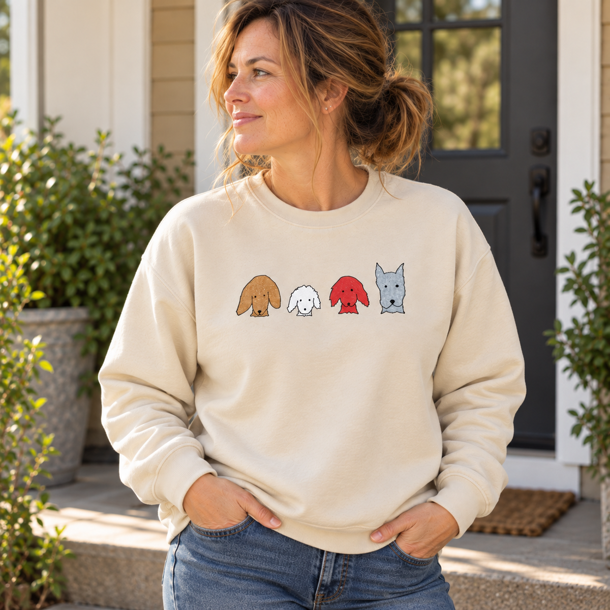 Fall For Dogs (No Text) | Embroidered Sweatshirt | Color Collection| Fall Collection