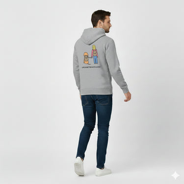 Life Is Better With A Dog -- Hiking (Back Print) | Morewoof Full Zip Hoodie for Dog Lovers | Color Collection