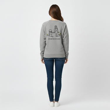 Life Is Better With A Dog -- Hiking (Back Print) — Softstyle Fleece Sweatshirt | Life Is Better With A Dog Collection