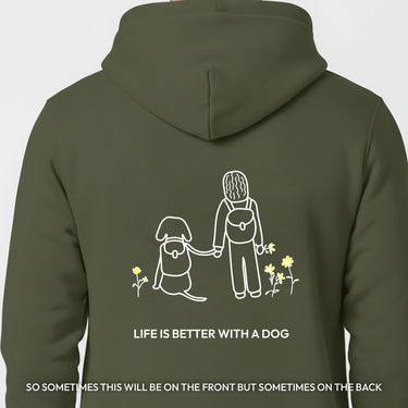 Life Is Better With A Dog -- Hiking (Back Print) | Softstyle Fleece Hoodie | Life Is Better With A Dog Collection